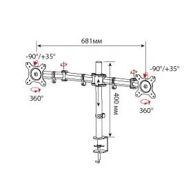 Кронштейн для мониторов Cactus CS-VM-D29-BK, до 27&amp;quot;, до 10кг, настольный, поворот и наклон