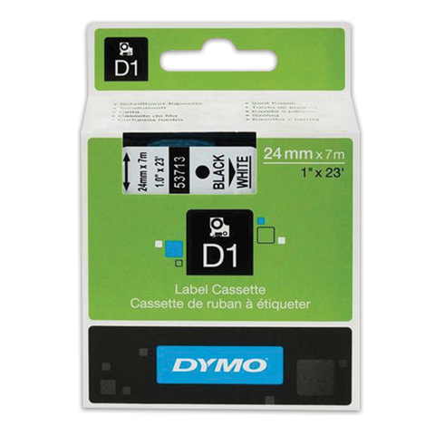 Картридж для принтера этикеток DYMO D1 S0720930/53713, 24мм х 7 м, пластиковая, черный шрифт/белая лента