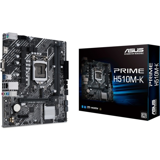 Материнска плата ASUS PRIME H510M-K (RTL) LGA1200 &amp;lt;H510&amp;gt; PCI-E Dsub+HDMI GbLAN SATA MicroATX 2DDR4