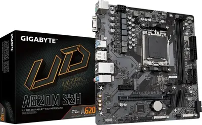 Материнская плата Gigabyte A620M S2H, Socket AM5, AMD A620, 2xDDR5-5200, D-SUB+HDMI+DP, 1xPCI-Ex16, 1xPCI-Ex1, 4xSATA3