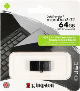 Флешка USB 64Gb Kingston DataTraveler microDuo 64ГБ, USB3.0 [dtduo3c/64gb\DTDUO3CG3/64GB]