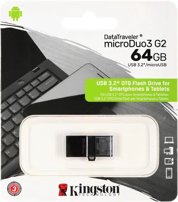 Флешка USB 64Gb Kingston DataTraveler microDuo 64ГБ, USB3.0 [dtduo3c/64gb\DTDUO3CG3/64GB]