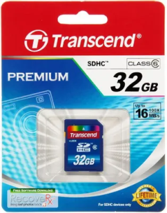 Карта памяти SDHC Transcend 32 ГБ, Class 6, TS32GSDHC6, 1 шт., без адаптера