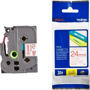 Наклейка ламинированная TZE252 (24 мм крас/бел)