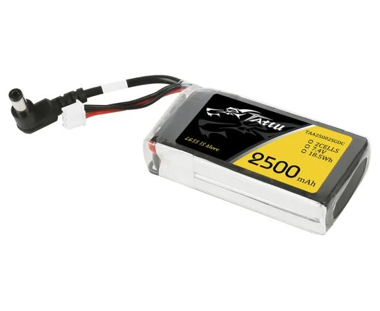 Аккумулятор Tattu Fatshark 2500 мАч 7,4 В 2S1P Lipo  со штекером DC5.5mm 115*10