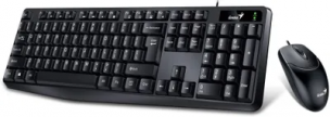 Комплект (клавиатура+мышь) Genius КМ-170 Черный, USB,104 кл+ кнопка SmartGenius, мембранная, защита от проливаний,1000 DPI 31330006403