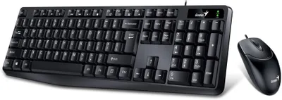 Комплект (клавиатура+мышь) Genius КМ-170 Черный, USB,104 кл+ кнопка SmartGenius, мембранная, защита от проливаний,1000 DPI 31330006403