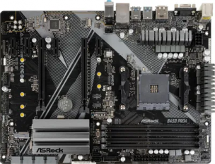 Материнская плата ASRock B450 PRO4 R2.0 (RTL) AM4 &amp;lt;B450&amp;gt; 2xPCI-E Dsub+HDMI+DP GbLAN SATA ATX 4DDR4