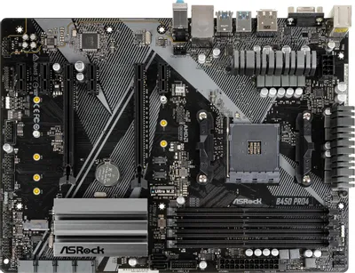 Материнская плата ASRock B450 PRO4 R2.0 (RTL) AM4 &amp;lt;B450&amp;gt; 2xPCI-E Dsub+HDMI+DP GbLAN SATA ATX 4DDR4