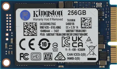SSD накопитель 256 Gb mSATA Kingston KC600 &amp;lt;SKC600MS/256G&amp;gt; 3D TLC, R/W 550/500MB/s, IOPs 90 000/80 000, TBW 150, DWPD 0.32