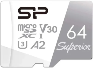 Карта памяти microSDXC UHS-I U3 Silicon Power Superior 64 ГБ, 100 МБ/с, Class 10, SP064GBSTXDA2V20SP, 1 шт., переходник SD