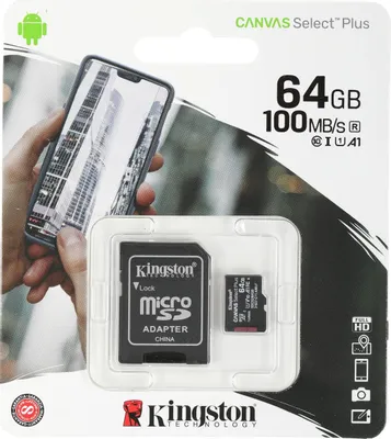 Карта памяти SD карта Kingston &amp;lt; SDCS2 / 64GB &amp;gt; microSDXC Memory Card 64Gb A1 V10 UHS-I U1 + microSD-- &amp;gt; SD Adapter
