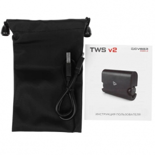 Беспроводная стерео гарнитура с зарядным чехлом Qcyber mobile TWS v2 Bluetooth 4.2, макс. радиус 10м, время разговора 7 часов, емкость 1500 мА