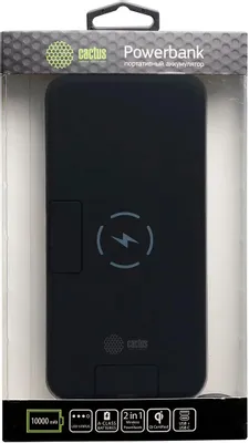 Мобильный аккумулятор Cactus CS-PBFSQT-10000 10000mAh 3A 1xUSB беспроводная зарядка черный