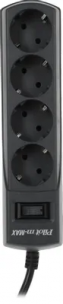 Сетевой фильтр 10,0м ZIS Pilot m Max 4 розетки (евро с заземлением), 15А/3.3кВа, автомат, 10 м, черный (Pilot m-Max 10M) 