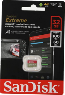 Карта памяти microSDHC UHS-I U3 Sandisk Extreme 32 ГБ, 100 МБ/с, Class 10, SDSQXAF-032G-GN6MN, 1 шт.