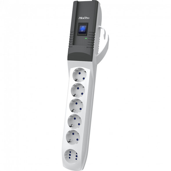 Сетевой фильтр 7,0м Pilot Pro (6 розеток) серый (коробка)