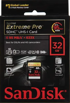 Карта памяти SDHC Sandisk Extreme Pro 32 ГБ, 95 МБ/с, Class 10, SDSDXPA-032G-X46, 1 шт.