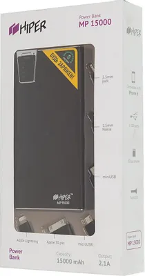 Мобильный аккумулятор Hiper MP15000 Li-Ion 15000mAh 2.1A+1A черный 2xUSB