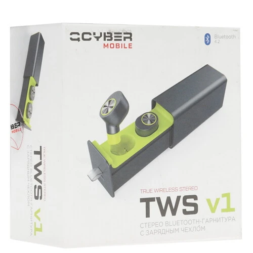 Беспроводная стерео гарнитура с зарядным чехлом Qcyber mobile TWS v1 Bluetooth 4.2