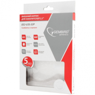 Внешний корпус для HDD Gembird EE2-U3S-32P Внешний корпус 2.5&quot; прозрачный, USB 3.0, SATA, пластик