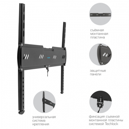 Кронштейн для телевизора Kromax Ultra Slim-100 черный 32&amp;quot;-90&amp;quot; макс.55кг настенный фиксированный