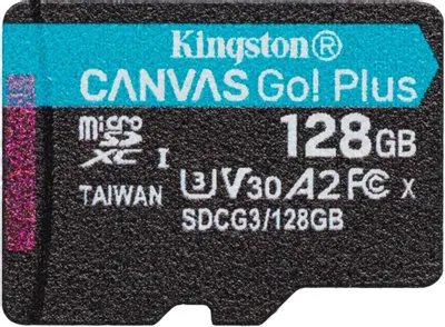 Карта памяти microSDXC UHS-I U3 Kingston Canvas Go! Plus 128 ГБ, 170 МБ/с, Class 10, SDCG3/128GBSP, 1 шт., без адаптера