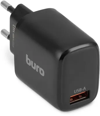 Сетевое зарядное устройство Buro BUWG1 18W 3A (QC) USB-A СЗУ универсальное черный (BUWG18P100BK)