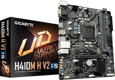 Материнская плата GIGABYTE H410M H V2 (RTL) LGA1200 &amp;lt;H410&amp;gt; PCI-E Dsub+HDMI GbLAN SATA RAID MicroATX 2DDR4