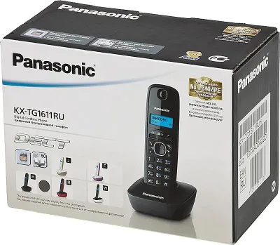 Телефон Panasonic KX-TG1611RUH &amp;lt;Black-Grey&amp;gt; р/тел (трубка с ЖК диспл.,DECT)