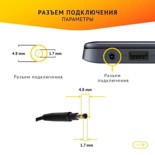 Блок питания для ноутбука HP Envy 4, Envy 6, Pavilion Sleekbook 14, SpectreXT, 19.5V, 3.33A, 65W, 4.8х1.7 с кабелем