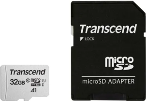 Карта памяти microSDHC UHS-I U1 Transcend 32 ГБ, 100 МБ/с, Class 10, TS32GUSD300S-A, 1 шт., переходник SD