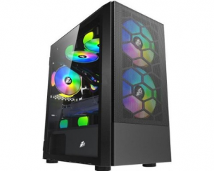 Корпус 1STPLAYER  FIREBASE X4-M Black / mATX, TG / 1x120mm &amp;amp; 2x140mm LED fans inc. / X4-M-BK-2F1P-1F1 