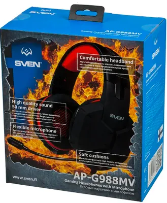 Гарнитура игровая SVEN AP-G988MV (SV-014797) черный-красный