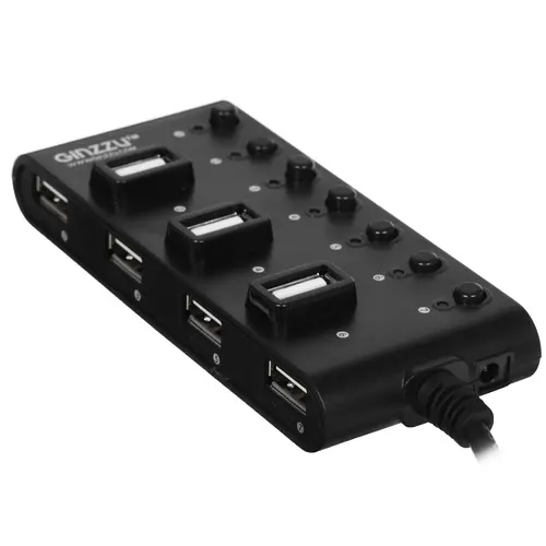 USB-разветвитель Ginzzu GR-487UAB 7-port USB2.0 Hub + б.п