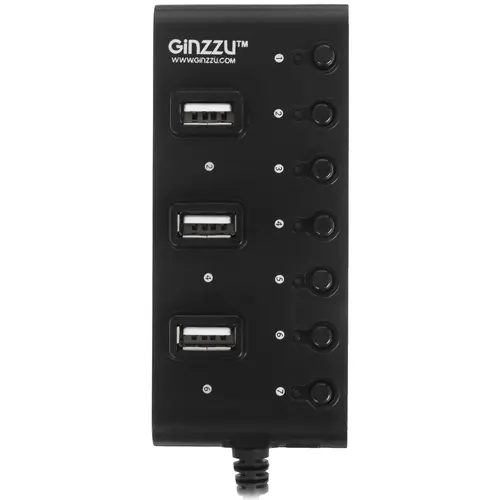 USB-разветвитель Ginzzu GR-487UAB 7-port USB2.0 Hub + б.п
