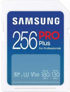 Карта памяти SDXC UHS-I U3 Samsung Pro PLUS 256 ГБ, 180 МБ/с, Class 10, MB-SD256S, 1 шт., без адаптера