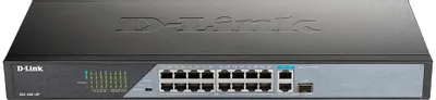 Коммутатор D-Link DSS-100E-18P (16x100Mb 1G 16PoE 230W неуправляемый)