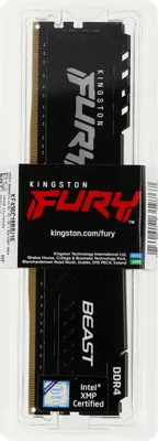 Оперативная память 16Gb Kingston FURY Beast Black [KF436C18BB/16] DDR4, 16 ГБx1 шт, 3600 МГц