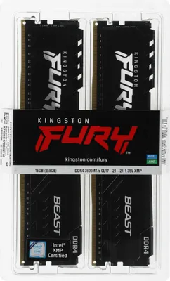 Оперативная память 16Gb Kingston Fury Beast &amp;lt;KF436C17BBK2/16&amp;gt; DDR4 DIMM 2x8Gb KIT &amp;lt;PC4-28800&amp;gt; CL17