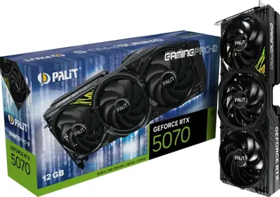 Видеокарта 12Gb Palit GeForce RTX 5070 GamingPro S [NE75070019K9-GB2050U] PCIe 5.0 12 ГБ GDDR7, 192 бит, 3 x DisplayPort, HDMI
