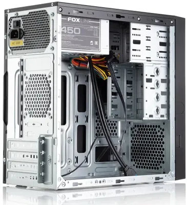 Корпус Miditower Foxline FL-733R-FZ450R-U32 mATX, 2x5.25EXT, 2x3.5EXT, 5x3.5INT, 2xUSB3.0, 2xUSB2.0, HDA, w/o FAN, w/450W ATX PSU, w/1.2m EU pwr cord