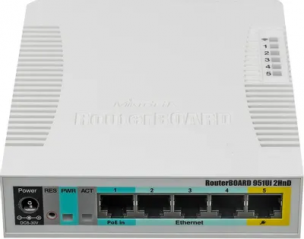 Wi-Fi роутер Mikrotik RB951Ui-2nD (5UTP 10/100Mbps, 1WAN, 802.11b/g/n, 1xUSB, 1.5dBi)