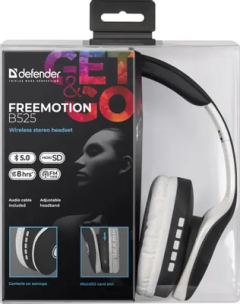 Гарнитура Defender FreeMotion B525 (Bluetooth4.2, с рег.громкости, MP3, FM,  microSD, серый/белый) &lt;63527&gt;